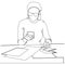 Continuous line drawing Accountant Woman Work on Table with paper, and calculator icon vector illustration concept