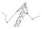 Continuous line drawing. Alpine skier skiing downhill. Winter sport. Extreme. Vector illustration man in activity simplicity style