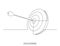 Continuous line drawing of arrow in center of target. Vector illustration.