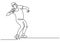 Continuous line drawing of athlete shot disc throwing sports, minimalism concept vector illustration