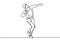 Continuous line drawing of athlete shot disc throwing sports, minimalism concept vector illustration