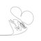 Continuous line drawing of a baby child hand holding parent