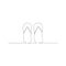 continuous line drawing of beach slippers. isolated sketch drawing of beach slippers line concept. outline thin stroke vector