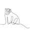 Continuous line drawing of bears. Cute grizzly bear is standing in winter hand drawn minimalism style. Wild mammal animal concept