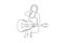 Continuous line drawing of  beautiful female guitarist. Dynamic musician artist performance concept single line graphic draw