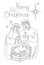 Continuous line drawing of The birth of Jesus Christ. Holy family figures Mary, Joseph and baby Jesus. Template for