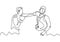 Continuous line drawing of boxing game sport. Two persons on fight and giving a punch or beat to opponent with his hand. Sportsman
