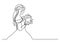 Continuous line drawing of bride holding bouquet