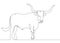 Continuous line drawing bull cow