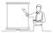 Continuous line drawing of business coach showing on presentation screen