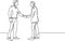 Continuous line drawing of business people meeting handshake