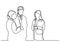 Continuous line drawing of business people talking