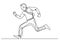 Continuous line drawing of business situation - businessman running fast