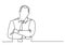 Continuous line drawing of businessman arms crossed