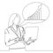 Continuous line drawing businesswoman analyzing data on laptop Business charts icon vector illustration concept