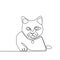 continuous line drawing of cat animals