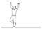 Continuous line drawing of cheering man holding fists