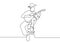 Continuous line drawing classical guitar music player minimalism design