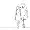 continuous line drawing of couple walking with casual style - Vector illustration