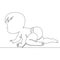 Continuous line drawing Cute crawling baby concept