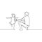 Continuous line drawing of cute daughter and his father. Family time concept minimalism style