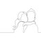 Continuous line drawing of cute daughter and his father. Family time concept minimalism style