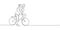 Continuous line drawing of cute romantic young couple in love riding bike vector illustration