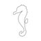 Continuous line drawing of cute seahorses to create a unique logo. Little sea creature mascot concept for underwater world icon