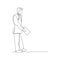 continuous line drawing of doctor reading papers. isolated sketch drawing of doctor reading papers line concept. outline thin