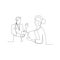 continuous line drawing of doctors talking. isolated sketch drawing of doctors talking line concept. outline thin stroke vector