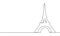 Continuous line drawing of the Eiffel Tower in Paris attractions illustration