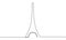 Continuous line drawing of the Eiffel Tower in Paris attractions illustration