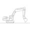 Continuous line drawing Excavator concept vector