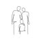 continuous line drawing of a family