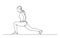 Continuous line drawing of female athlete stretching legs