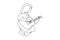 Continuous line drawing of  female guitarist playing acoustic guitar. Dynamic musician artist performance concept single line