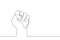 Continuous line drawing fist. One line hand with clenched fingers. Protest or revolution concept. Vector