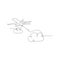 continuous line drawing of flying passenger plane. isolated sketch drawing of flying passenger plane line concept. outline thin