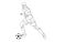 Continuous line drawing of football player kicking ball