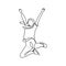Continuous line drawing of girl jump minimalist design