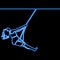 Continuous line drawing girl on swing neon concept