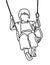 Continuous line drawing. Girl swinging on swing. Vector illustration. People in the Park. sketch