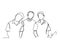 Continuous line drawing of a group of friends Enjoying a line dancing illustration