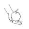 Continuous line drawing of hand holding an apple. lineart with editable stroke