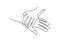 Continuous line drawing of hands holding together. The hand`s of a young boy and girl were holding each other. Sign of love with