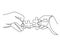 Continuous line drawing of hands solving jigsaw puzzle