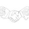 Continuous line drawing Handshake currency concept