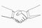 Continuous line drawing of handshake. Handshaking of business partners drawn by one single line. Vector.