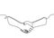Continuous line drawing of handshake. Shaking hands of business partners drawn by one single line. Business agreement concept