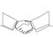 Continuous line drawing of handshake. Shaking hands of business partners drawn by one single line. Business agreement concept